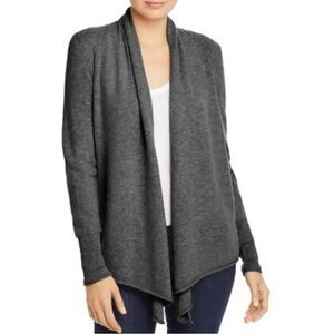 AQUA Cashmere Draped Open-Front Cashmere Cardigan in Dark Grey - NWT